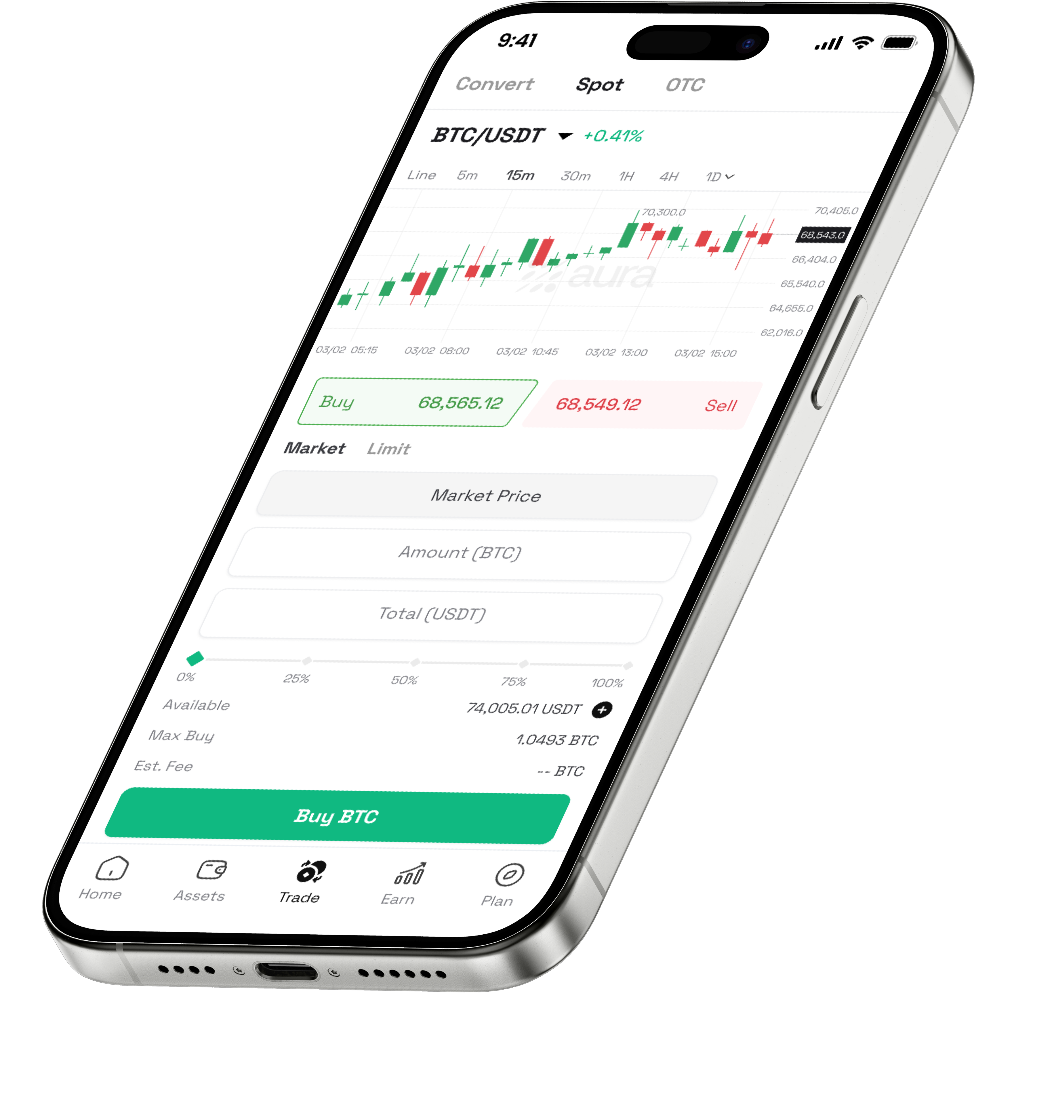 Aura mobile trading interface